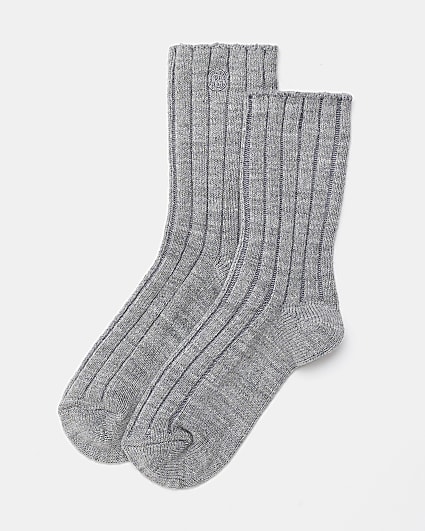 Grey knit ankle socks