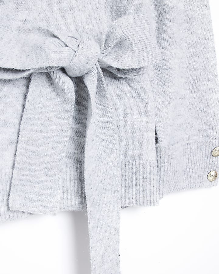 Grey knit belted jumper