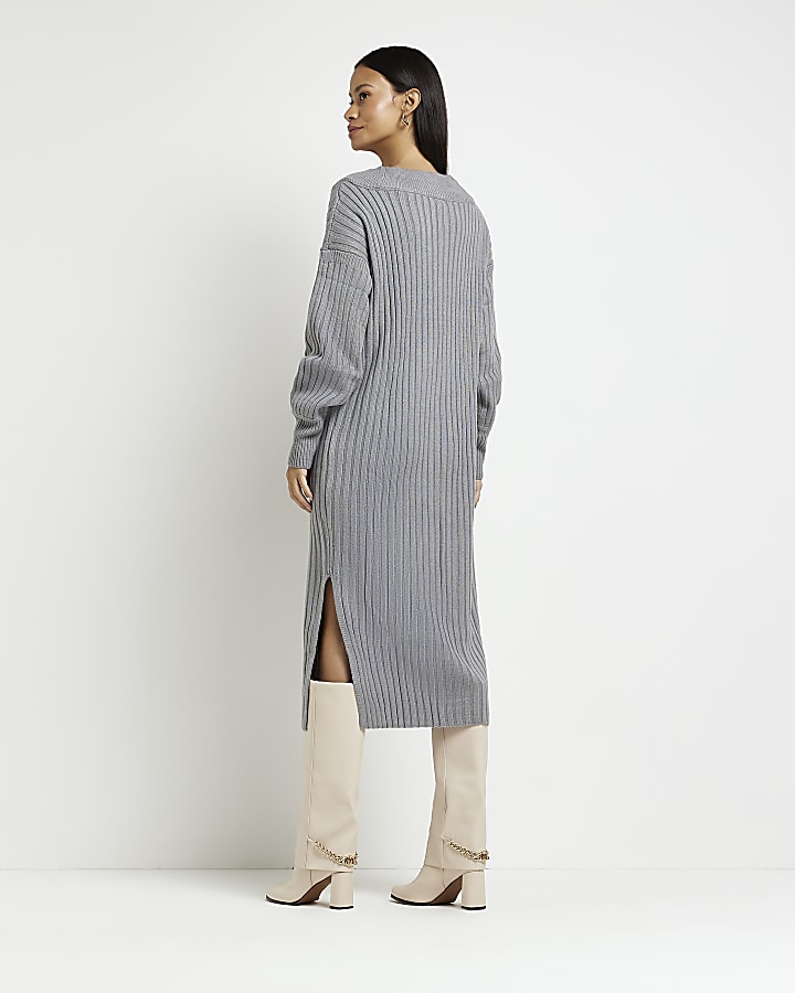 Grey knit jumper midi dress