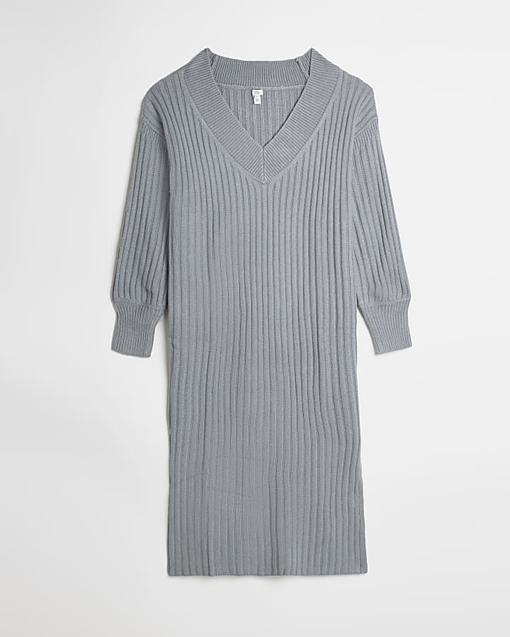 Grey knit jumper midi dress