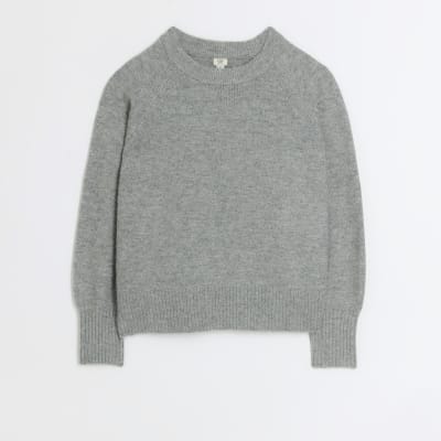 Grey knit jumper | River Island