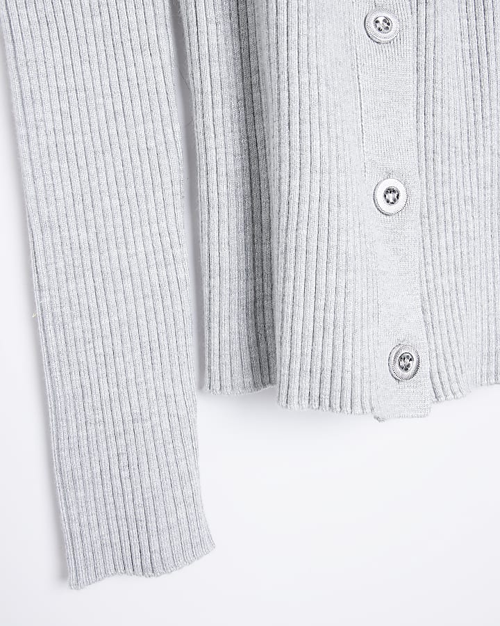 Grey knit long sleeve cardigan