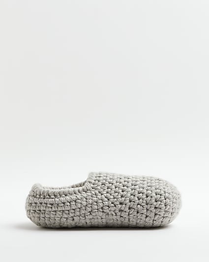 Grey knit slipper socks