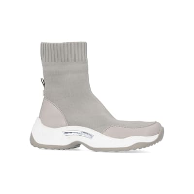 grey knitted trainers