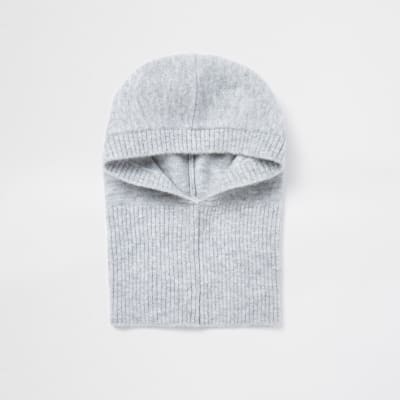 Grey knitted hood
