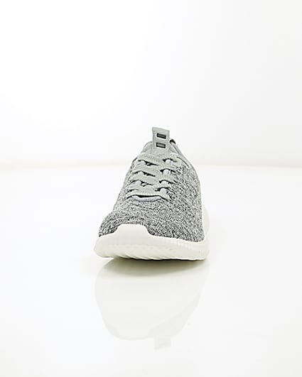 360 degree animation of product Grey knitted lace-up trainers frame-3