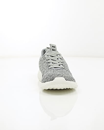 360 degree animation of product Grey knitted lace-up trainers frame-4