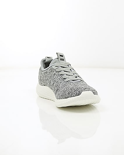 360 degree animation of product Grey knitted lace-up trainers frame-5