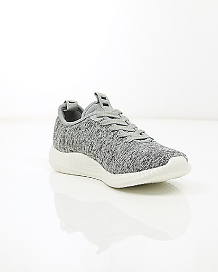 360 degree animation of product Grey knitted lace-up trainers frame-6