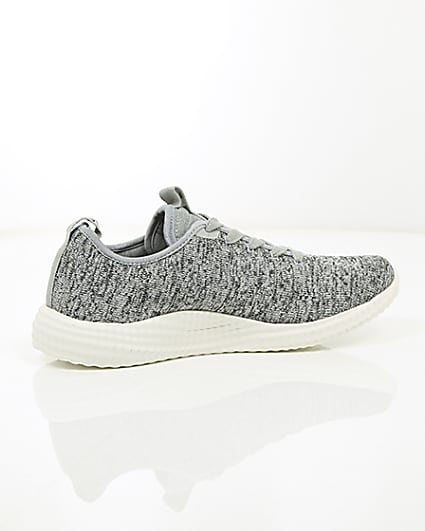 360 degree animation of product Grey knitted lace-up trainers frame-11
