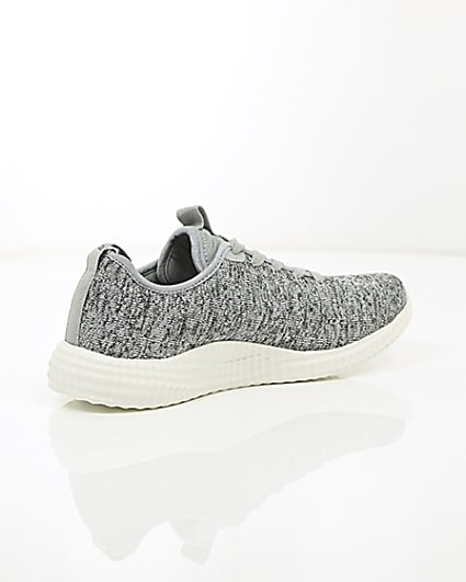 360 degree animation of product Grey knitted lace-up trainers frame-12