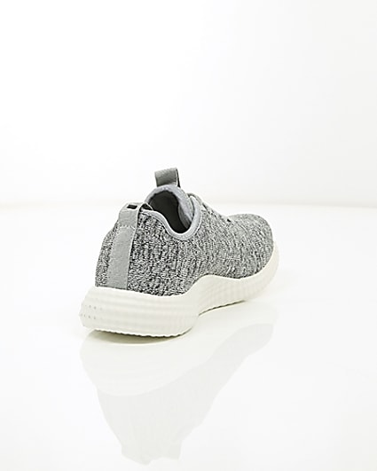 360 degree animation of product Grey knitted lace-up trainers frame-14