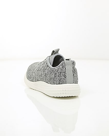 360 degree animation of product Grey knitted lace-up trainers frame-17