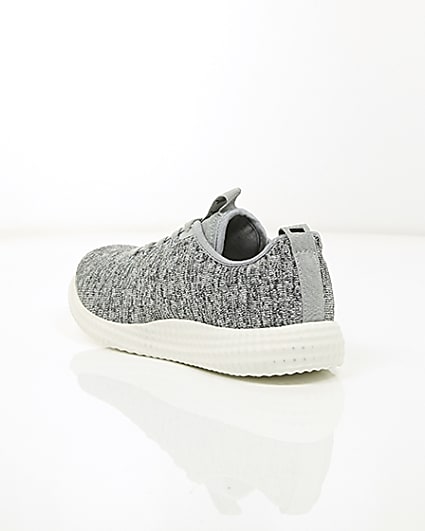 360 degree animation of product Grey knitted lace-up trainers frame-18