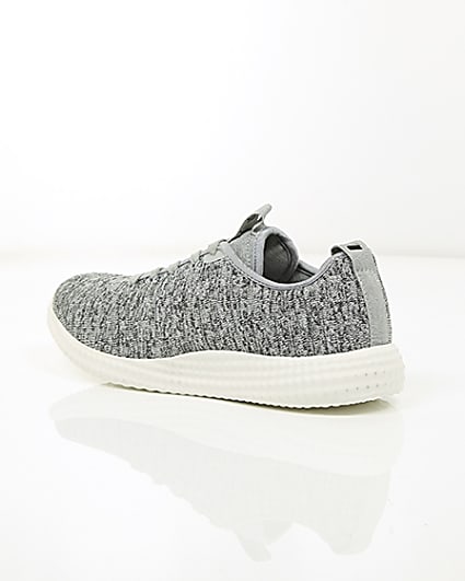 360 degree animation of product Grey knitted lace-up trainers frame-19