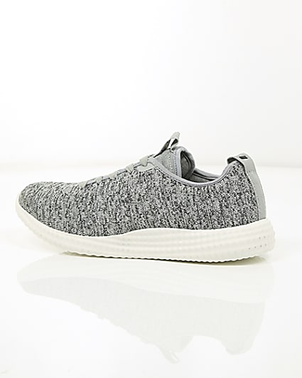 360 degree animation of product Grey knitted lace-up trainers frame-20