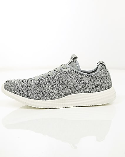 360 degree animation of product Grey knitted lace-up trainers frame-22