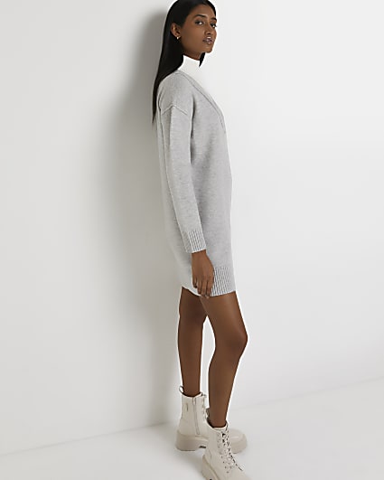 Grey knitted mini dress