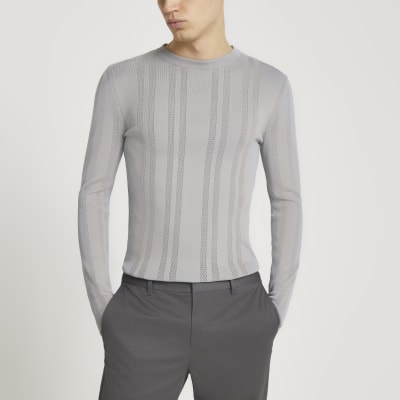 muscle fit knitted jumper