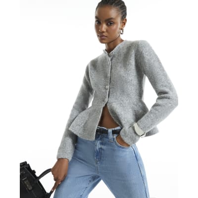 Knitted Peplum Hem Cardigan