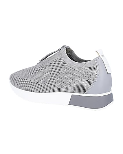 360 degree animation of product Grey knitted runner trainers frame-5