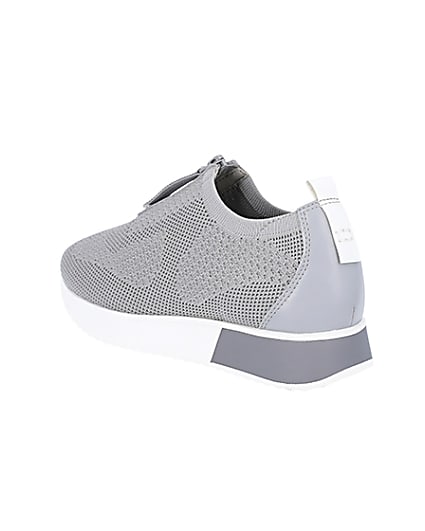 360 degree animation of product Grey knitted runner trainers frame-6