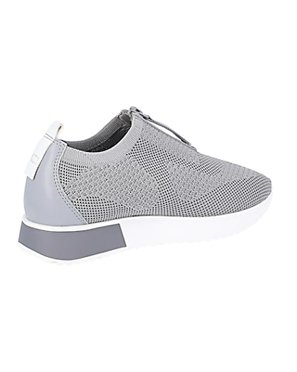 360 degree animation of product Grey knitted runner trainers frame-13