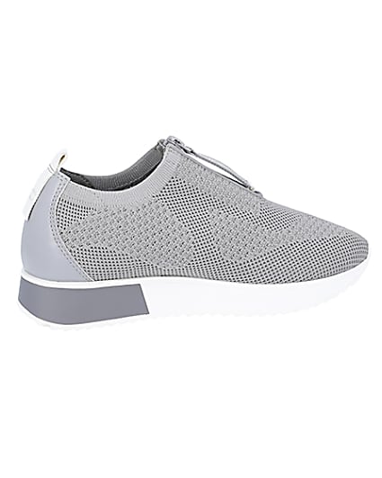 360 degree animation of product Grey knitted runner trainers frame-14