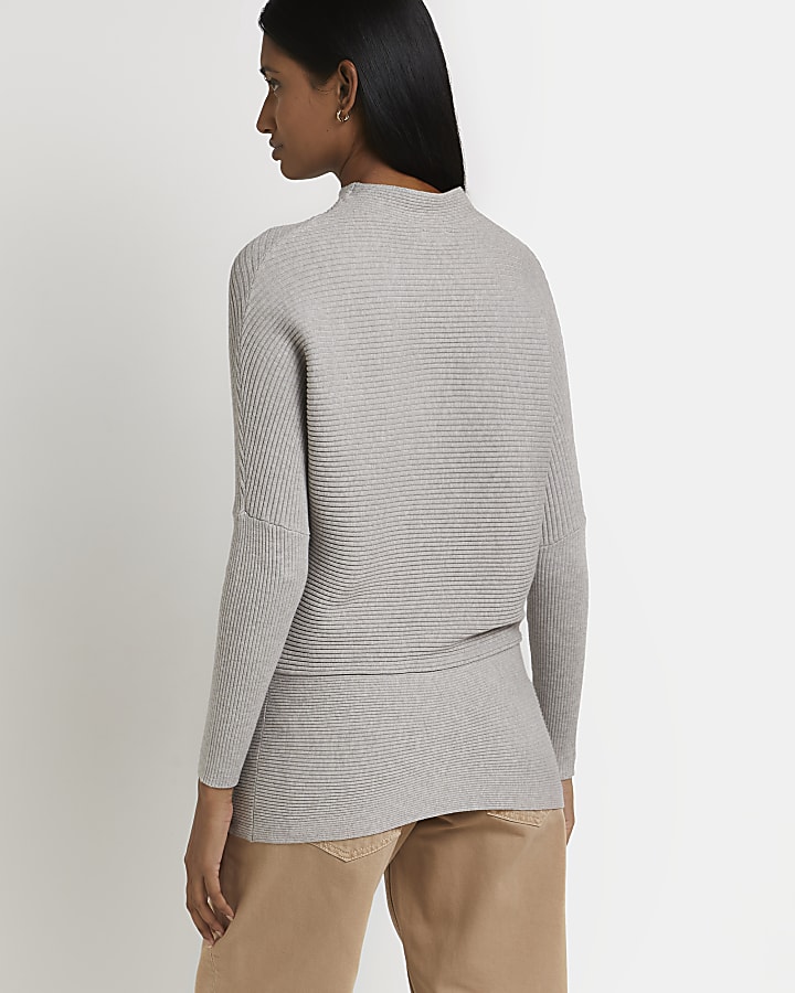 Grey knitted slouch jumper