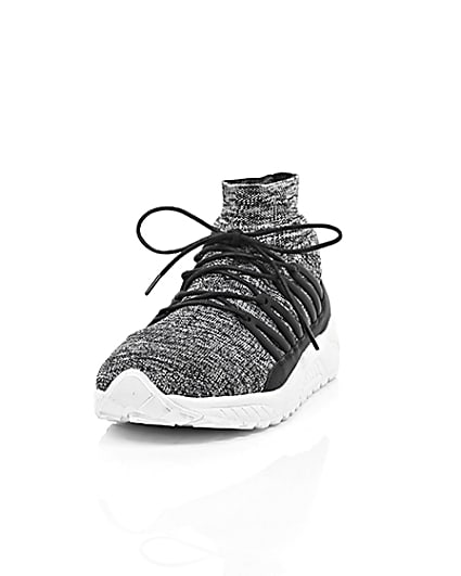 360 degree animation of product Grey knitted sports trainers frame-2