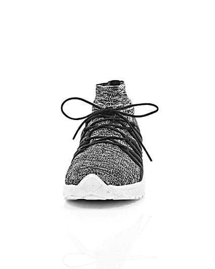 360 degree animation of product Grey knitted sports trainers frame-3