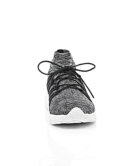 360 degree animation of product Grey knitted sports trainers frame-4