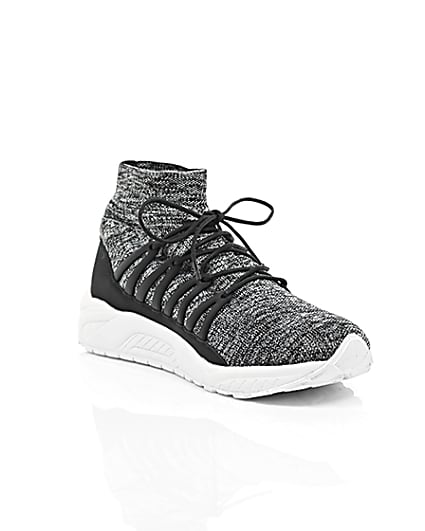 360 degree animation of product Grey knitted sports trainers frame-6