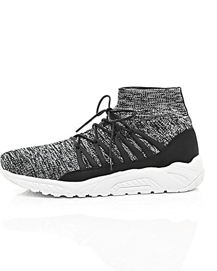 360 degree animation of product Grey knitted sports trainers frame-22