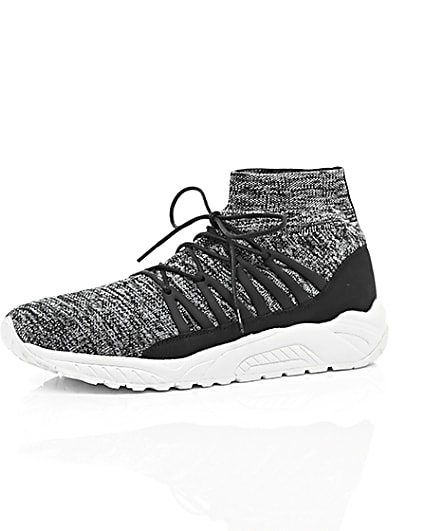 360 degree animation of product Grey knitted sports trainers frame-23