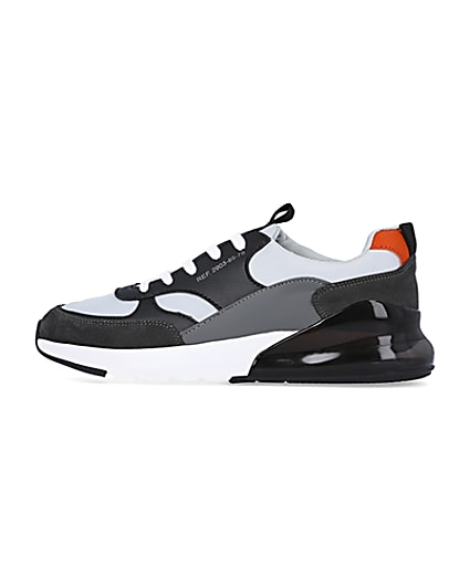 360 degree animation of product Grey lace up runner trainers frame-4