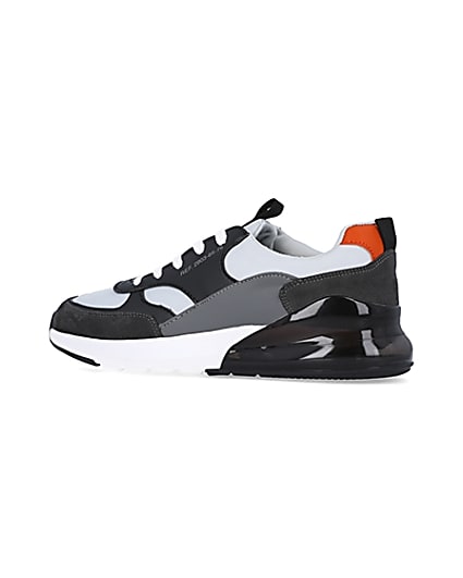 360 degree animation of product Grey lace up runner trainers frame-5