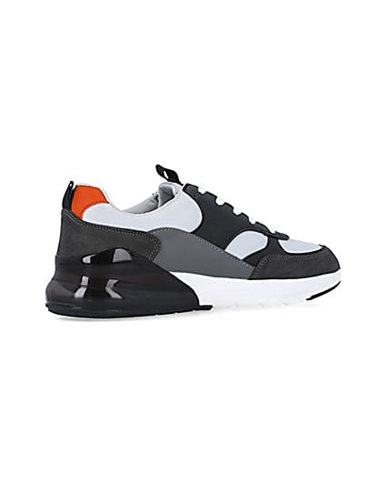 360 degree animation of product Grey lace up runner trainers frame-13