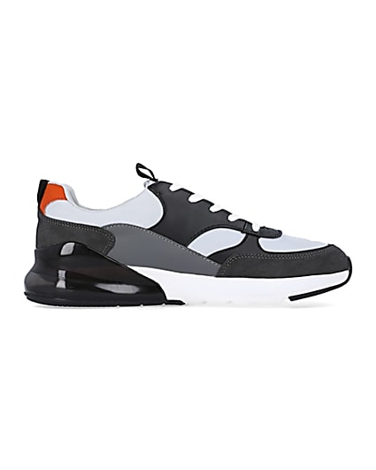 360 degree animation of product Grey lace up runner trainers frame-15