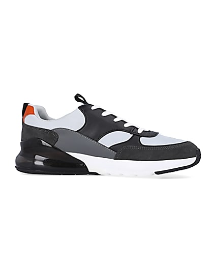 360 degree animation of product Grey lace up runner trainers frame-16