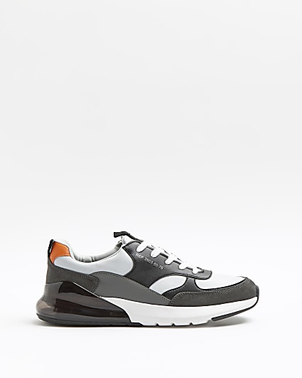 Grey lace up runner trainers
