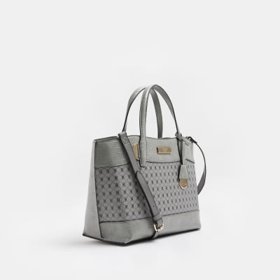 River Island Grey Chain Front Winged Tote Bag in Gray