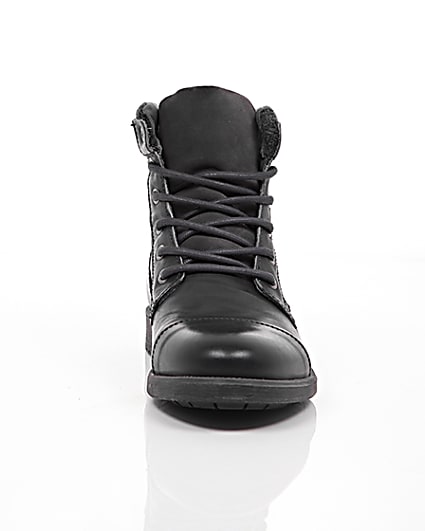 360 degree animation of product Grey leather work boots frame-4