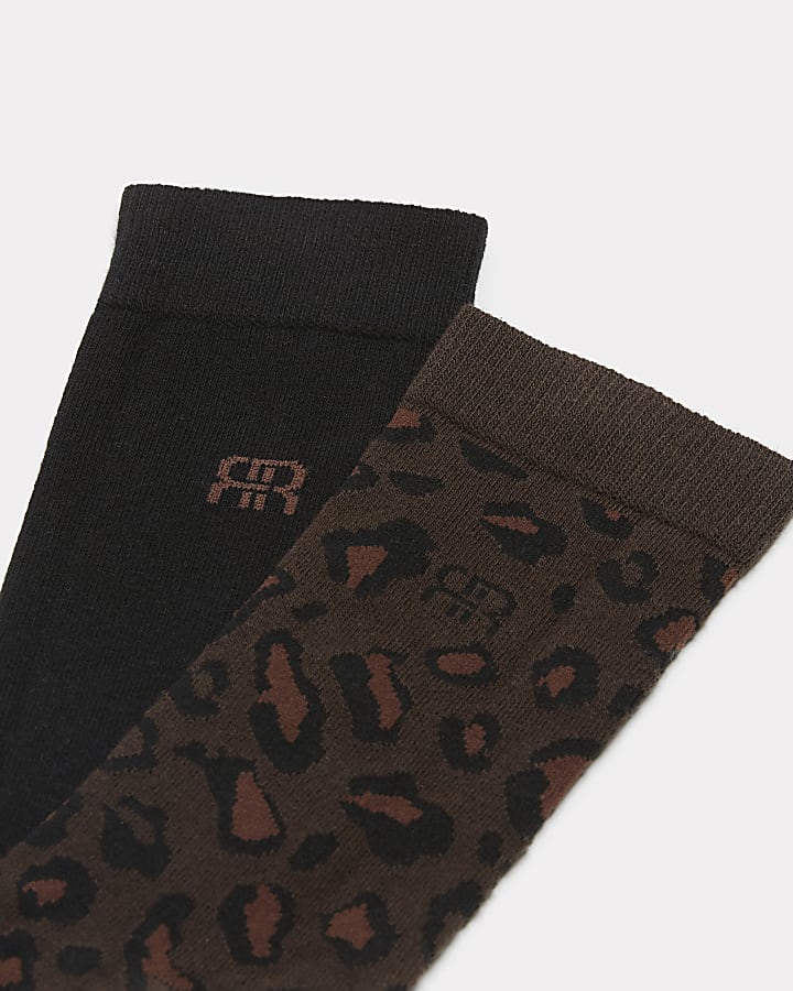 Grey leopard print socks 5 pack