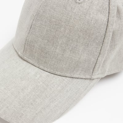 Grey linen blend cap River Island