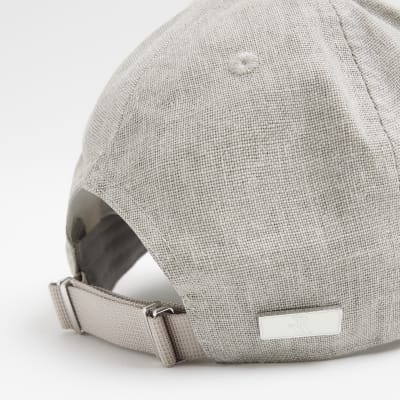 Grey linen blend cap River Island