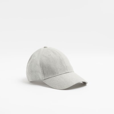 Grey linen blend cap River Island