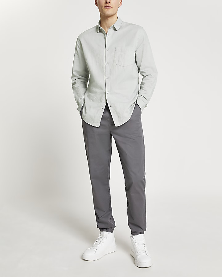 Grey linen long sleeve shirt