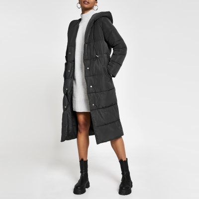 river island grey longline coat