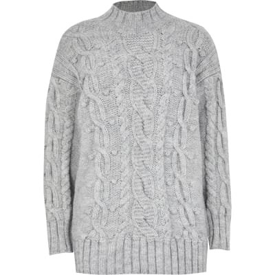 long cable knit jumper